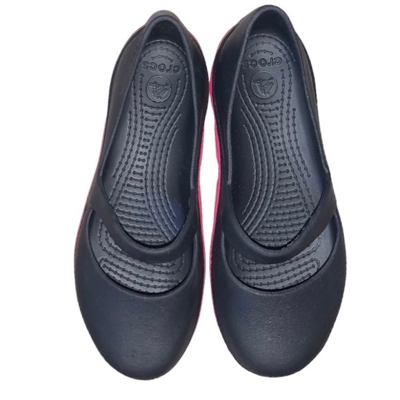 Crocs black pink trim Duet sport slip on women’s shoes size 6 - Picture 3 of 11